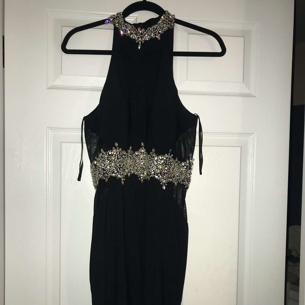 Short, black prom dress.